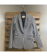 Banana Republic Navy Blue Gingham Two Button Blazer Size 4 BBL JD  - $27.18 CAD