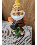 Disney Snow White Dwarf HAPPY Garden Gnome Figurine  8&quot; Flowers  New - $38.19 CAD