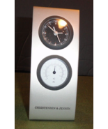 VINTAGE POSTMODERN CHRISTENSEN &amp; JENSEN GRAY DESK THERMOMETER AND CLOCK ... - $25.24