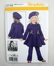 Simplicity 2745 Patty Reed Cozy Fleece Designer Coat Pants Hat girls 3,4,5,6,7,8 - £4.05 GBP
