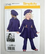 Simplicity 2745 Patty Reed Cozy Fleece Designer Coat Pants Hat girls 3,4... - $5.15