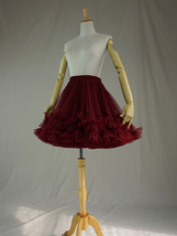 Burgundy Ballerina Tulle Skirt High Waisted Women Girl Knee Length Ballet Tutu image 3