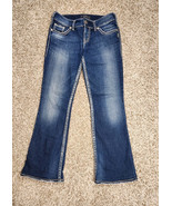 Silver Suki Blue Denim Bootcut Midrise Distressed Hem Women&#39;s 29x34 Actu... - $23.00