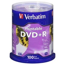 Verbatim 96575 Inkjet Printable 100 Disc Spindle 16X DVD+R White - £31.11 GBP