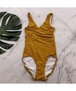 Lime Ricki Womens One Piece Swimsuit Size XXS Marigold Yellow Ruched Tan... - $35.19 CAD