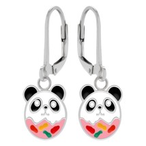 Panda Bear 925 Silver Leverback Earrings - £14.93 GBP