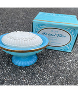 Avon Bristol Blue Opaline Pedestal Soap Dish Gold Trim Moonwind Soap New... - $19.37