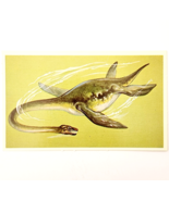 1975 PLESIOSAURUS Dinosaur Card Vintage Prehistoric Illustration Ephemer... - $368.02 MXN