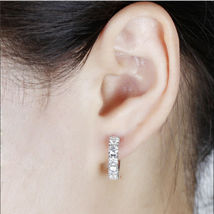 1.15Ct Round Cut D/VVS1 Diamond Huggie Hoop Earring 14K White Gold Finish - £64.25 GBP