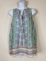 Kenar Womens Size M Colorful Pastel Floral Stripe V-neck Blouse Sleeveless - £6.40 GBP