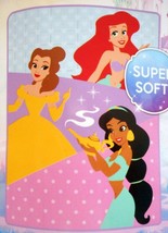 Disney Princesses Ariel, Jasmine, and Belle Fleece Throw Blanket - £12.92 GBP