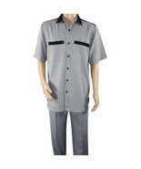 Men 2pc Walking Leisure Suit Short Sleeves DREAMS 263-00 Black white Sal... - $149.40 CAD