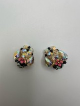 Antique Iridescent Aurora Borealis Clip Earrings  - $29.70