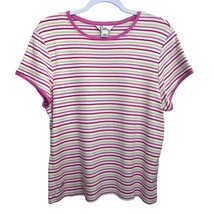Lilly Pulitzer Stripe TShirt Pink White XL Short Sleeve 100% Pima Cotton... - £23.70 GBP