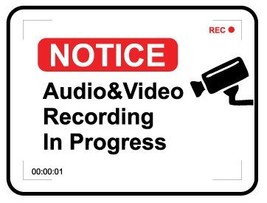 Picniva 2Pack 5&quot; Audio and Video Recording CCTV Notice 1 Taxi Notice/War... - $109.94 MXN