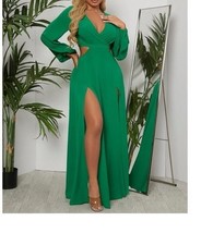 SHEIN  Surplice Neck Split Thigh Cutout Dress Green Size Medium - €23,16 EUR