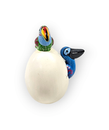 Cracked Egg Pottery Bird Blue Pelican Green Toucan Hand Painted Mexico 226 - £11.61 GBP