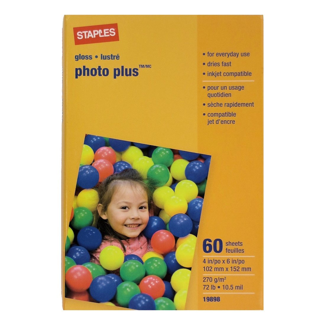 Staples Glossy Photo Plus Paper, 4&quot; x 6&quot;, 60/Pack, new sealed package - $4.99