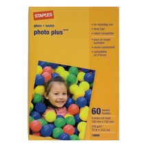 Staples Glossy Photo Plus Paper, 4&quot; x 6&quot;, 60/Pack, new sealed package - £4.19 GBP