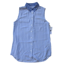 NWT Equipment Sleeveless Slim Signature in Nautical Blue Silk Button-up Shirt S - £48.34 GBP