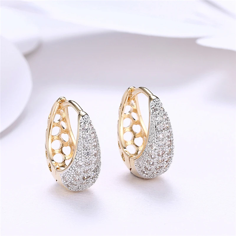 925 Sterling Silver/Gold/Rose Gold AAA Zircon Hollow Out Earrings Women Gift Fas - £17.64 GBP