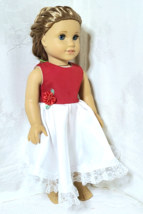 Valentines Day Party Dress ~ White Silk with Lace ~ Clothes for 18&quot; Doll ~ New - £11.83 GBP