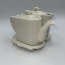 Restoration Hardware Tea for Two w/ Trivet Creamer Teapot Ceramic Set Ivory - £19.18 GBP