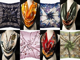 Variety Color Large Square 35&quot;x35&quot; Silk Like Scarf Satin Head Neck Scarf... - £14.15 GBP