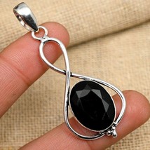 Black Onyx Gemstone 925 Silver Pendant Handmade Jewelry Gift For Women - £5.64 GBP