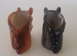 Lot Of 2 Vintage Rubens Originals Ceramic Brown &amp; Black Horse Head Planters - £31.93 GBP
