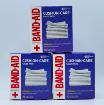 3 x Band-Aid Cushion Care Small 2&quot;x2&quot; Gauze Pads 10 Count Individually W... - $9.99