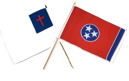 AES 12x18 12&quot;x18&quot; Wholesale Combo Christ Christian &amp; State Tennessee Stick Flag - £8.72 GBP