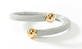 Adami and Martucci Silver Mesh Open Bangle/Bracelet with Gold Balls - £97.45 GBP