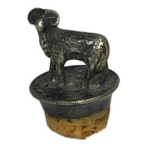 Vintage Figural Ram Lamb Sheep Metal Wine Decanter Bottle Stopper &amp; Cork, German - £48.94 GBP