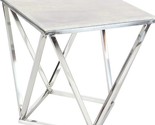 Deco 79 Stainless Steel Metal Side End Accent Table End Table with Marbl... - $293.99