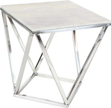 Deco 79 Stainless Steel Metal Side End Accent Table End Table with Marble Top, S - £229.62 GBP