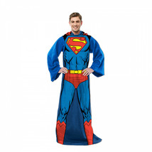 Superman In Action Adult Costume Sleeved Blanket Multi-color - £36.75 GBP