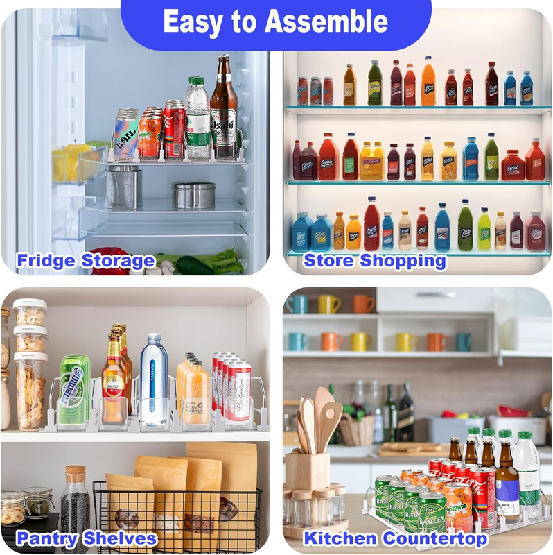 Drink Organizer for Fridge (Adjustable Width), 16.5” D Soda Can Fridge Drink Org Item image 7