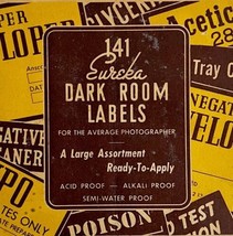 Eureka Dark Room Photography Labels 1940s-50s Antique Film Development D... - $39.99