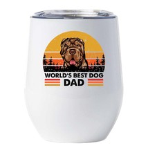 World&#39;s Best Shar Pei Dog Dad Wine Tumbler 12oz White Cup Gift For Dog Pet Lover - £18.27 GBP
