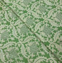 Indian Green Gold Embroidered Fabric, Dress Gown, Drapery Bridal Wedding - NF833 - £9.89 GBP+