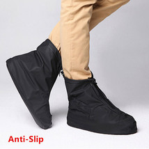 Men&#39;s Unisex Reusable Black Rain Boots Waterproof Anti-slip Rain Shoes Cover - £10.21 GBP+