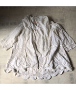 Band of Gypsies White Embroidered Lace Inset 3/4 Sleeve Cardigan Open Front - $56.43