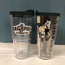 Lot Of 2 Tervis Tumbler CAL POLY MUSTANGS Green Lid Large 24oz RARE - $45.53