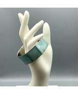 Seafoam Green Mermaid Bangle Bracelet, Silver Tone Wide Band with Ocean ... - £22.07 GBP
