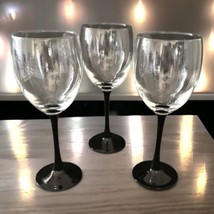 3 Cristal D Arques JG Durand Wine Glass Domino Crystal Clear Black Stem ... - $36.61