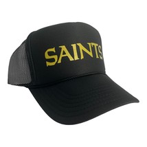 New Orl EAN S Saints Gold Black Cap Hat 5 Panel High Crown Trucker Snapback - £18.43 GBP