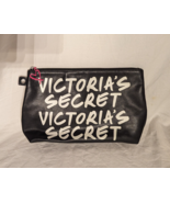Victoria&#39;s Secret Black White Logo Zip Makeup Case Organizer Cosmetic Ba... - £10.65 GBP