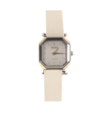 Vtg 80s Gruen Precision Quartz Bezel Stainless Steel Gold Leather Octago... - $40.55 CAD