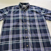 Saddlebrook Button-Down Collar Men's Blue & White Plaid Shirt Short Sleeve Sz M image 5